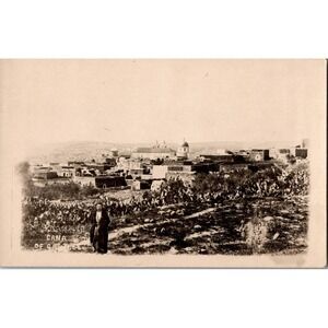 Vintage Sepia Postcard of Cana of Galilee Landscape‎ with Figure